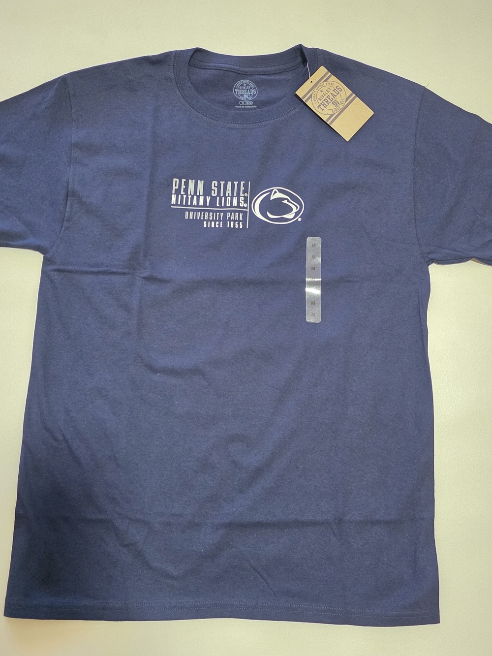 Penn State Nittany Lions Football Navy Blue T-Shirt, size M, 100% cotton.
